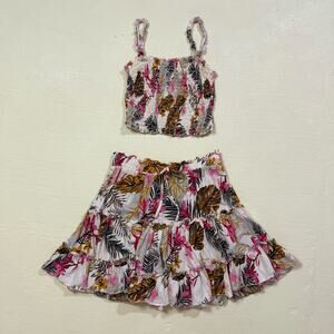 Miss Selfie Tropical Crop Tank & Skirt Set, Size Youth Large
